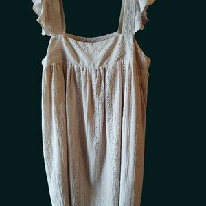 Elegant Cream Eyelet Women's Dress